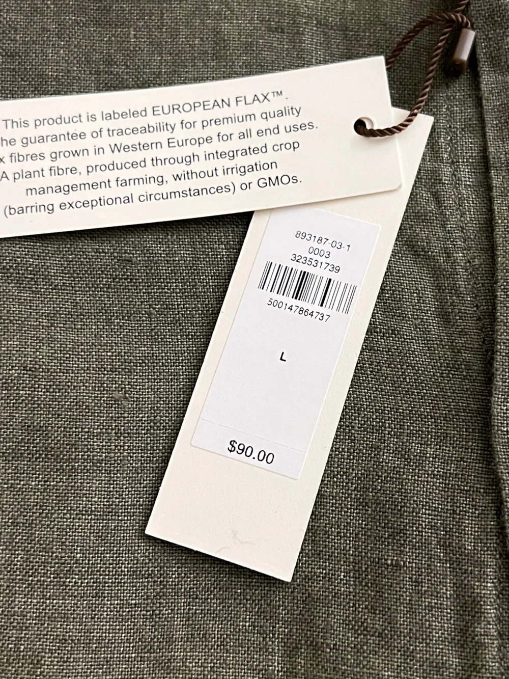 Banana Republic 100% Linen Shirt Olive Green Size L NWT